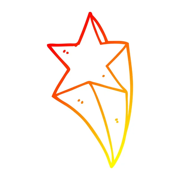 Varm gradient linje ritning Cartoon Shooting Star — Stock vektor