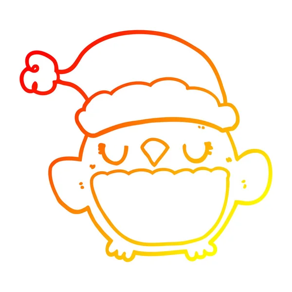 Linha gradiente quente desenho bonito coruja de Natal —  Vetores de Stock