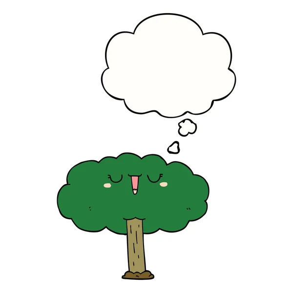 Cartoon-Baum und Gedankenblase — Stockvektor