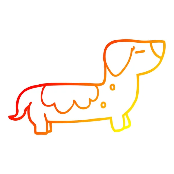 Warm gradient line drawing cartoon sausage dog — Stock Vector