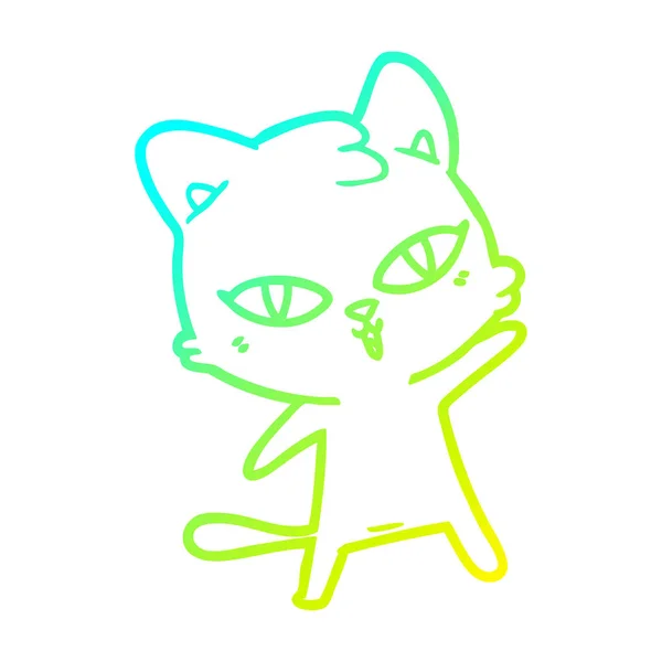 Kall gradient linje ritning tecknad katt — Stock vektor