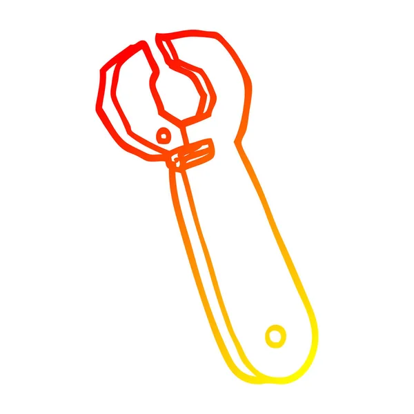 Warme Gradienten Linie Zeichnung Cartoon Schraubenschlüssel Werkzeug — Stockvektor