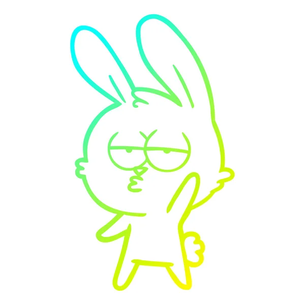Cold gradient line drawing cute cartoon rabbit — Stock Vector