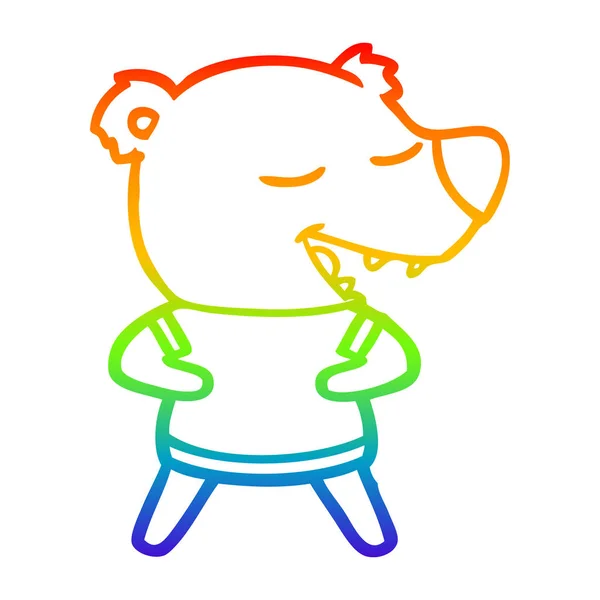 Rainbow gradient linje ritning tecknad film Bear — Stock vektor