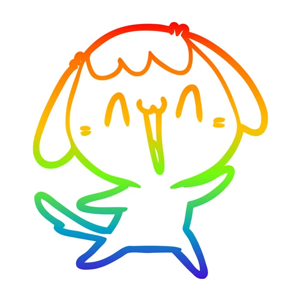 Rainbow gradient ligne dessin chien dessin animé mignon — Image vectorielle