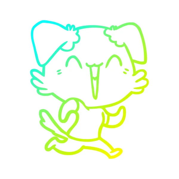 Kalte Gradientenlinie zeichnet fröhlichen kleinen Hund Cartoon — Stockvektor