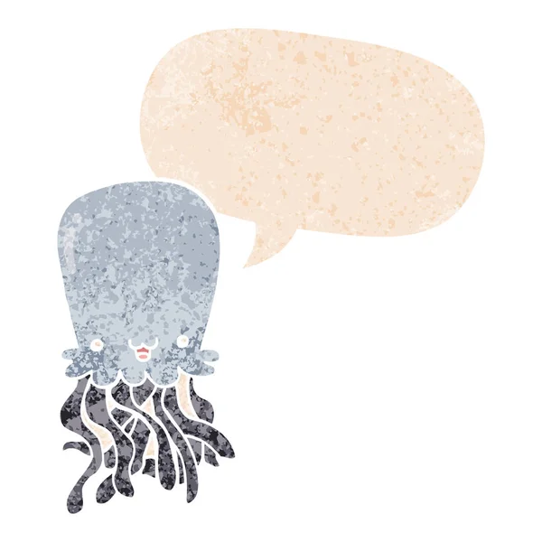 Kreslená chobotnice a bublina řeči ve stylu retro — Stockový vektor