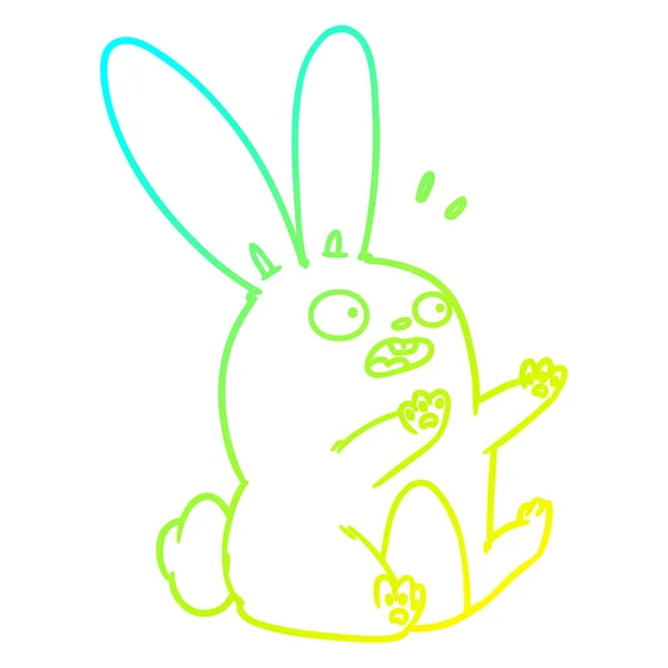 Čára studené přechodové čáry kreslený překvapený králík — Stockový vektor