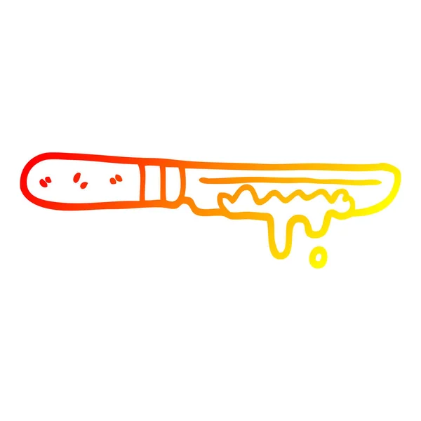 Ciepły gradient kreskówka linia masło nóż rysunek — Wektor stockowy