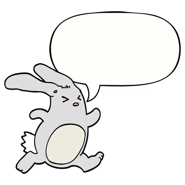 Coniglio cartone animato e bolla vocale — Vettoriale Stock