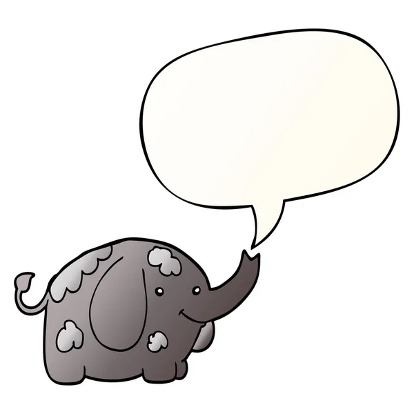 Cartoon elephant and speech bubble in smooth gradient style — Stock Vector