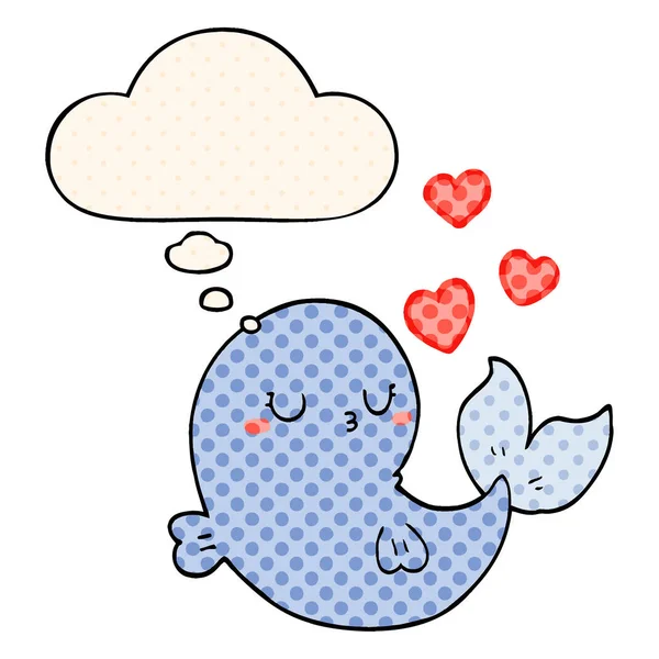 çizgi roman stilile aşk ve düşünce balonu sevimli karikatür balina