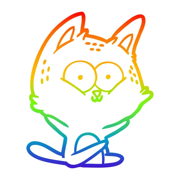 Веселка градієнтна лінія малюнок мультяшний кіт — стоковий вектор