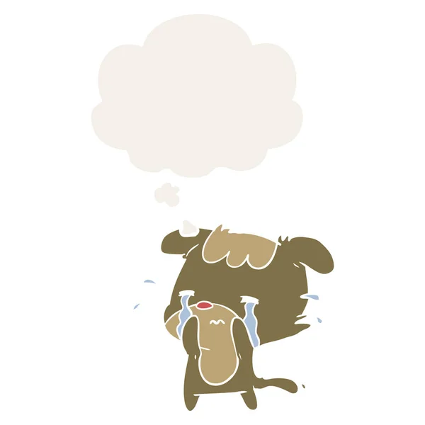 Cartoon sad dog and thought bubble in retro style — Stock Vector
