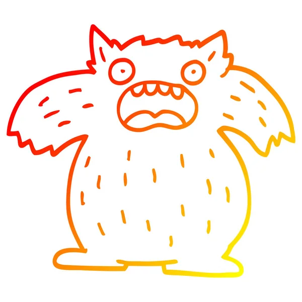 Warme kleurovergang lijntekening cartoon Yeti monster — Stockvector