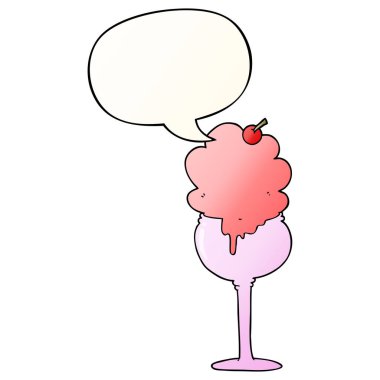 karikatür dondurma çöl ve konuşma balonu pürüzsüz degrade st