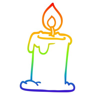 gökkuşağı degrade çizgi çizim karikatür yanan mum