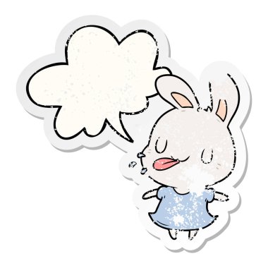 sevimli karikatür tavşan ahududu ve konuşma kabarcık sıkıntı üfleme