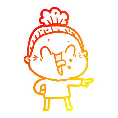 sıcak degrade çizgi çizim karikatür mutlu yaşlı kadın