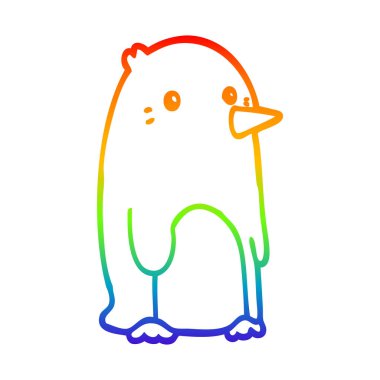 gökkuşağı gradyan çizgi çizim karikatür penguen