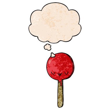 karikatür şeker lolipop ve grunge doku patt düşünce balonu