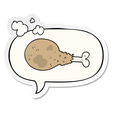 karikatür pişmiş tavuk bacak ve konuşma kabarcık etiket
