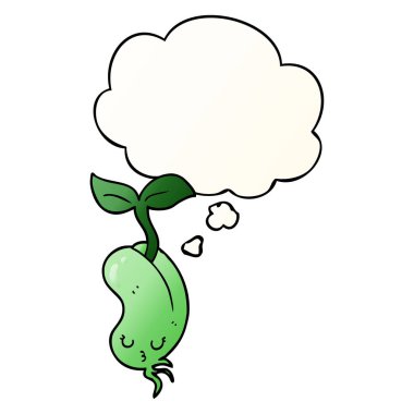 çizgi film filizlenen fasulye ve pürüzsüz degrade sty düşünce balonu