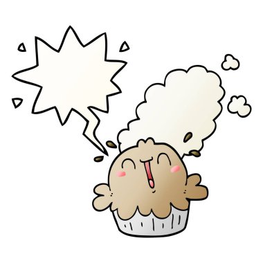 pürüzsüz degrade tarzında sevimli karikatür pasta ve konuşma balonu