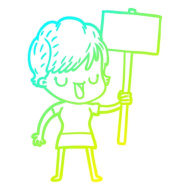 degrade hat kadın karikatür konuşmak soğuk çizim