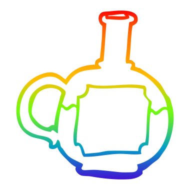 iksir şişesi gökkuşağı gradyan çizgi çizim karikatür