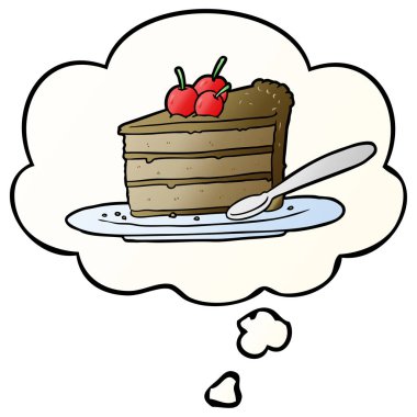 karikatür çikolatalı kek ve pürüzsüz degrade sty düşünce balonu