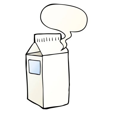 karikatür süt kartonu ve konuşma balonu pürüzsüz degrade tarzında