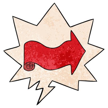 retro doku tarzında karikatür işaret ok ve konuşma balonu