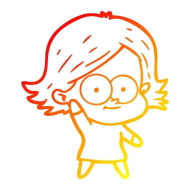 sıcak degrade çizgi çizim mutlu karikatür kız