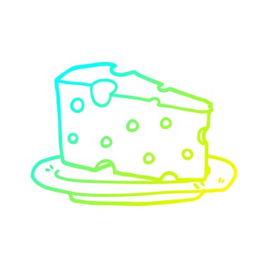 soğuk degrade çizgi plaka üzerinde karikatür peynir çizim