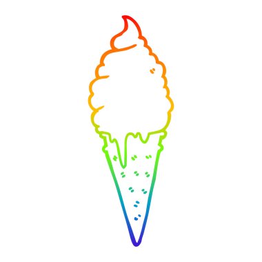 gökkuşağı degrade çizgi çizim karikatür dondurma