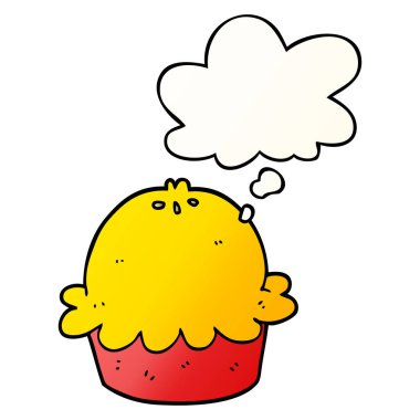 karikatür pasta ve pürüzsüz degrade tarzında düşünce balonu