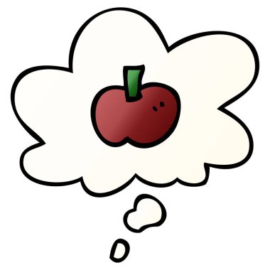 karikatür elma sembolü ve pürüzsüz degrade tarzında düşünce balonu