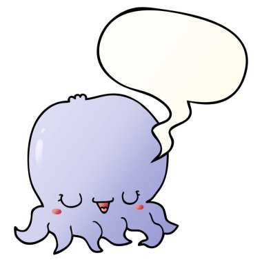 karikatür denizanası ve konuşma balonu pürüzsüz degrade tarzında