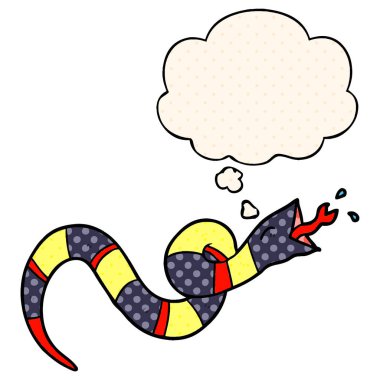 çizgi roman tarzında karikatür tıslama yılan ve düşünce balonu