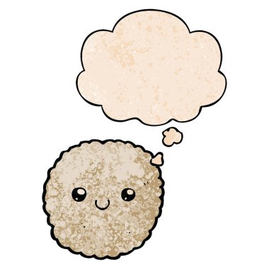karikatür bisküvi ve grunge doku desen sty düşünce balonu