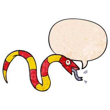 retro doku tarzında karikatür yılan ve konuşma balonu