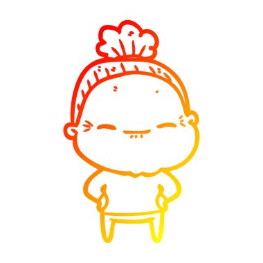 sıcak degrade çizgi çizim karikatür barışçıl yaşlı kadın