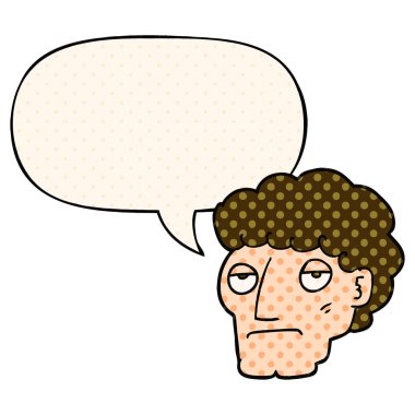 çizgi roman tarzında karikatür sıkılmış adam ve konuşma balonu