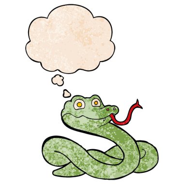 karikatür yılan ve grunge doku desen tarzında düşünce balonu