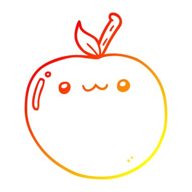 sıcak degrade çizgi çizim karikatür sevimli elma