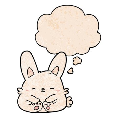 karikatür tavşan ve grunge doku desen stil düşünce balonu