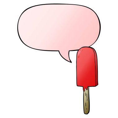 düzgün degrade tarzında karikatür lolipop ve konuşma balonu