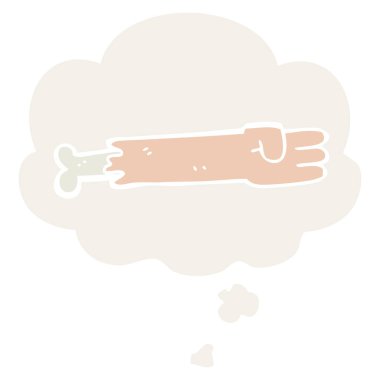 retro tarzında karikatür zombi kolu ve düşünce balonu