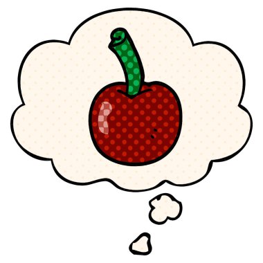 çizgi roman tarzında karikatür kiraz ve düşünce balonu